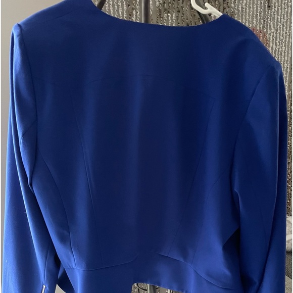 Calvin Klein cobalt blue collarless silver metal zipper blazer size 20 W - Picture 4 of 7